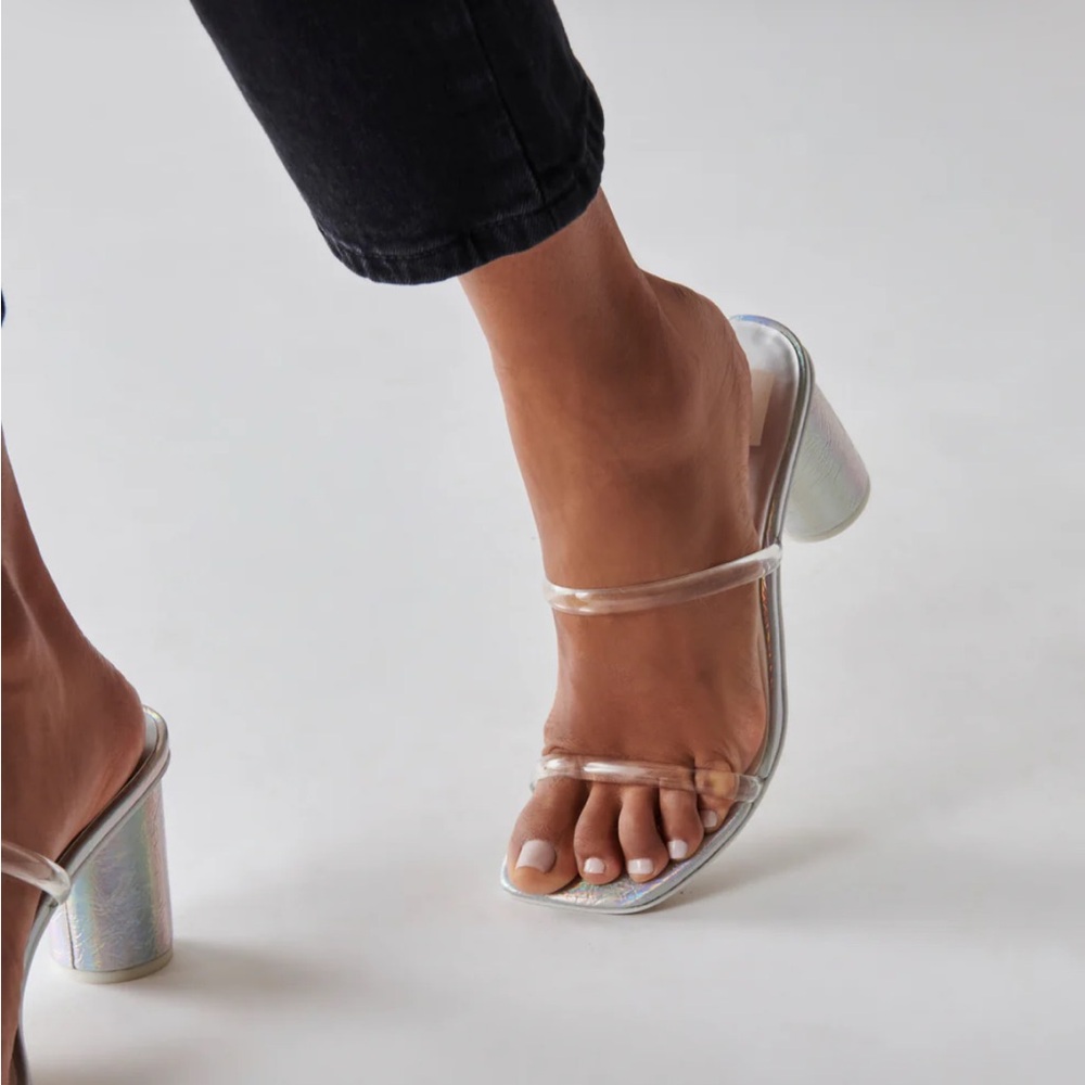 Dolce Vita Silver High-Heeled Sandals Noles pride heel - Picture 4 of 7